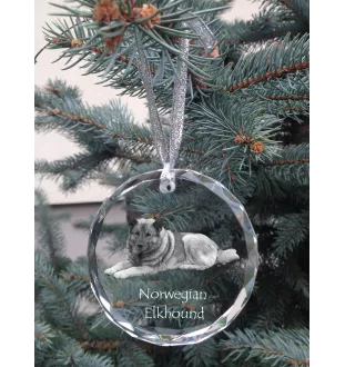 Chien d'élan norvégien - boule de Noël en cristal avec une photo, photo de chien dans le cristal, décoration personnalisée pour sapin de Noël de la marque Art-Dog