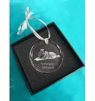 Chien d'élan norvégien - boule de Noël en cristal avec une photo, photo de chien dans le cristal, décoration personnalisée pour sapin de Noël de la marque Art-Dog
