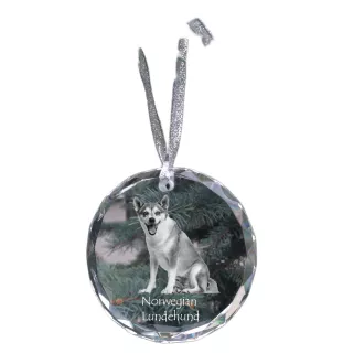 Chien norvégien de macareux, Lundehund - boule de Noël en cristal avec une photo, photo de chien dans le cristal, décoration personnalisée pour sapin de Noël de la marque Art-Dog