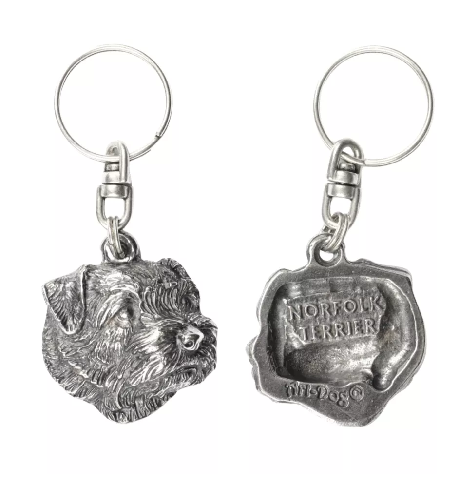Norfolk Terrier - Silver-plated pendant with a dog in a decorative box, handbag decoration, backpack pendant by Art-Dog brand