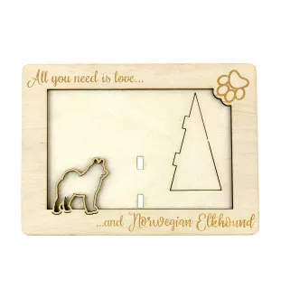 Chien d'élan norvégien - Cadre photo, cadre en bois gravé, un joli gadget pour l'amoureux des chiens par Art-Dog