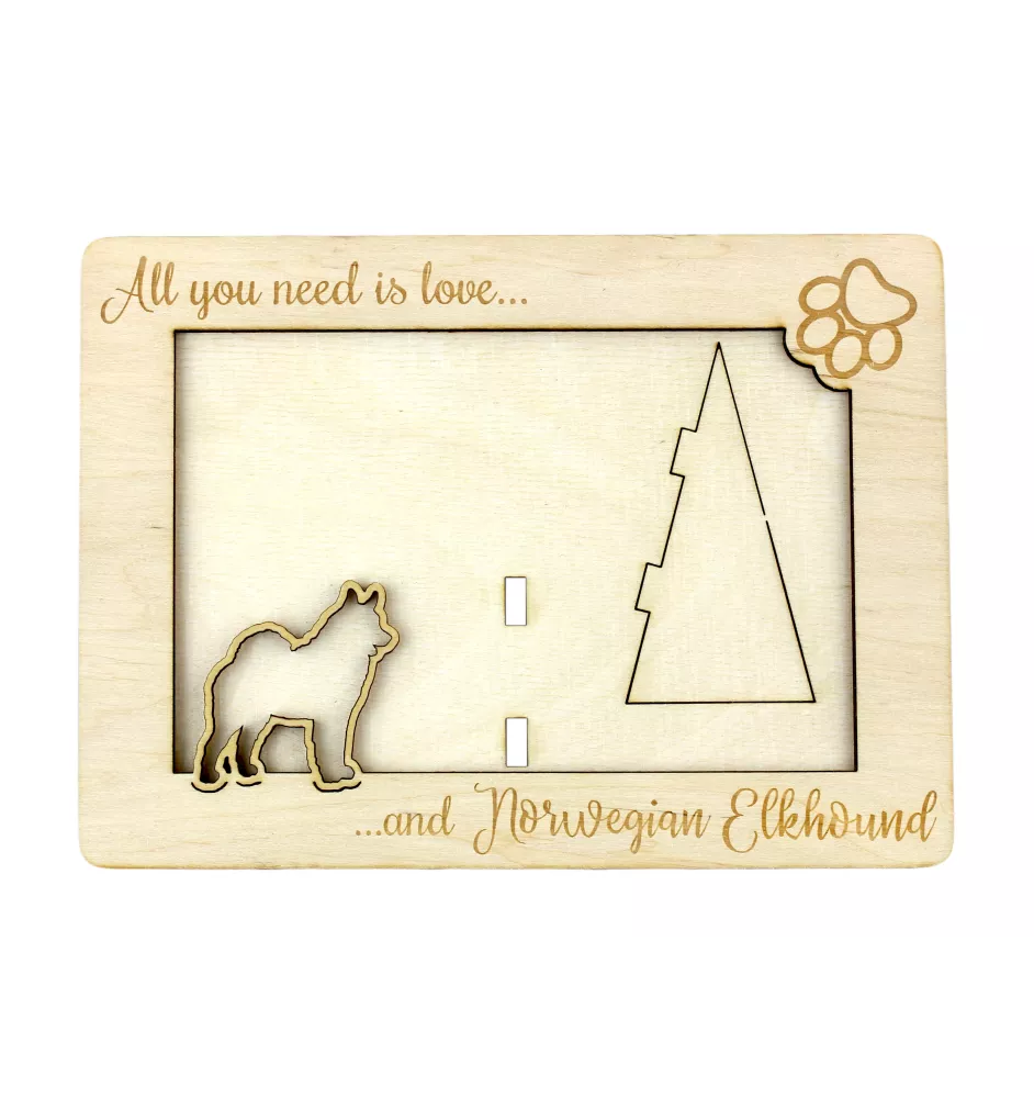 Chien d'élan norvégien - Cadre photo, cadre en bois gravé, un joli gadget pour l'amoureux des chiens par Art-Dog