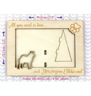 Chien d'élan norvégien - Cadre photo, cadre en bois gravé, un joli gadget pour l'amoureux des chiens par Art-Dog