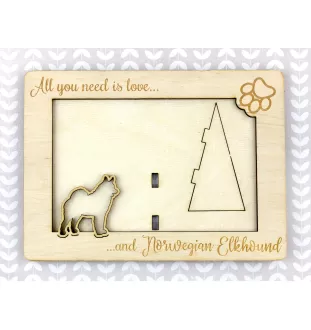 Norwegian Elkhound, Norsk elghund, Gray Norwegian Elkhound - Photo frame, engraved wooden frame, a lovely gadget for the dog lover by Art-Dog