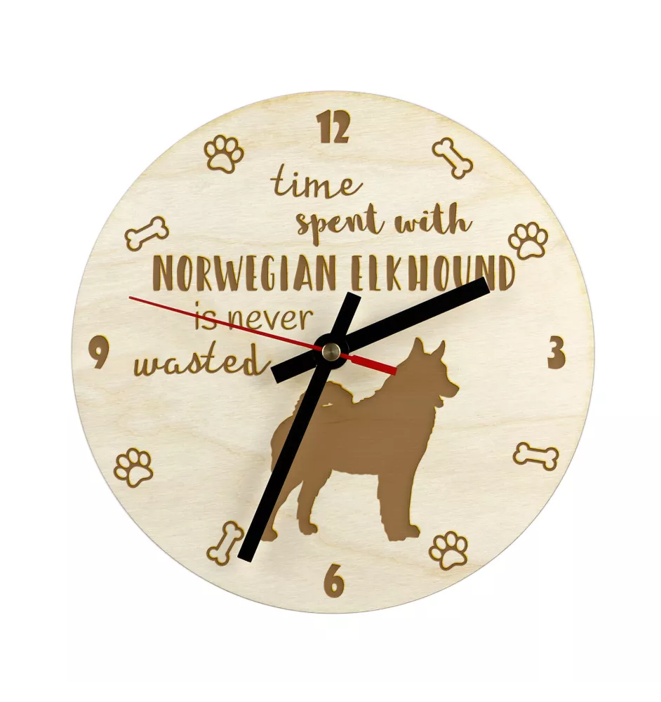 Chien d'élan norvégien - horloge avec chien, horloge en bois avec gravure, horloge personnalisée par Art-Dog