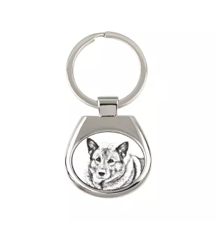 Norwegian Elkhound, Norsk elghund, Gray Norwegian Elkhound - keychain with a dog, keychain with a print, personalized pendant from the Art-Dog brand
