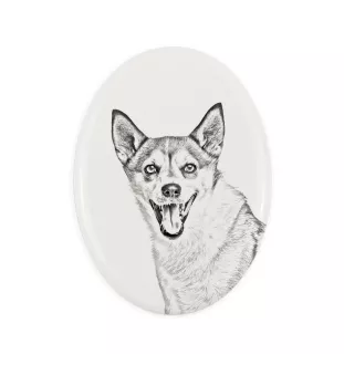 Chien norvégien de macareux, Lundehund - une plaque commémorative avec une photo de chien, une plaque funéraire avec une impression, une plaque ovale personnalisée de la marque Art-Dog