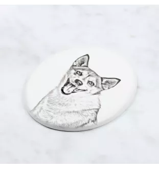 Norwegischer Lundehund, Norsk Lundehund - Gedenktafel mit einem Foto eines Hundes, Grabplatte mit Druck, personalisierte ovale Platte der Marke Art-Dog