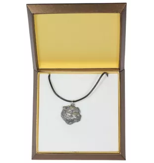 Norfolk Terrier - Hundehalsband in Geschenkbox, versilbertes Medaillon für Hundefans, markanter Anhänger der Marke Art-Dog