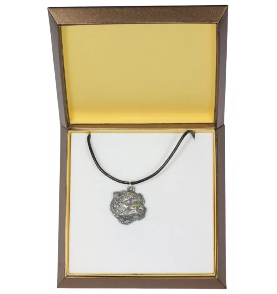 Norfolk Terrier - Collier de chien dans une boîte cadeau, médaillon argenté pour fan de chien, pendentif remarquable de la marque Art-Dog