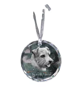 Norfolk Terrier - Kristallkugel mit Foto, Hundebild im Kristall, personalisierter Christbaumschmuck von Art-Dog.