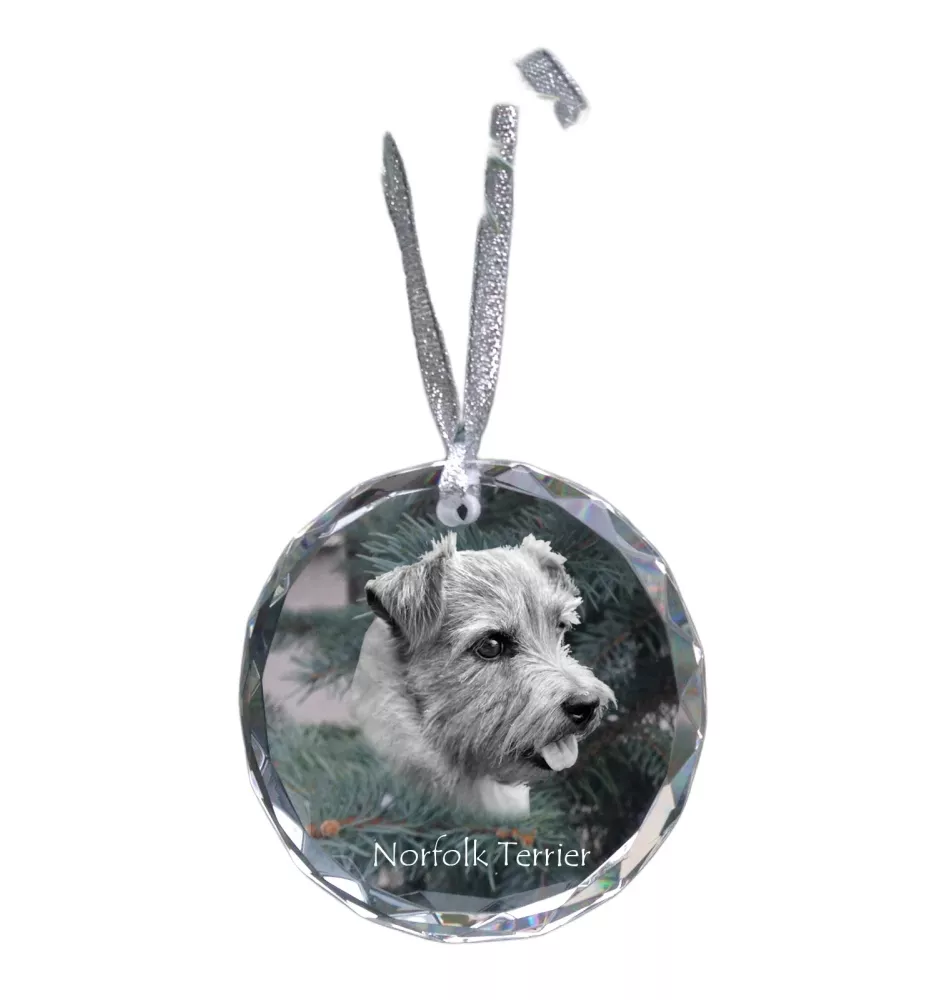Norfolk Terrier - boule de Noël en cristal avec une photo, photo de chien dans le cristal, décoration personnalisée pour sapin de Noël de la marque Art-Dog