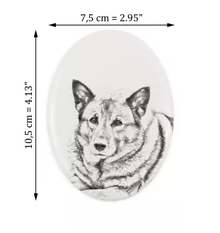 Chien d'élan norvégien - une plaque commémorative avec une photo de chien, une plaque funéraire avec une impression, une plaque ovale personnalisée de la marque Art-Dog