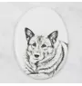 Norwegischer Elchhund, Grahund, Norwegian Elkhound - Gedenktafel mit einem Foto eines Hundes, Grabplatte mit Druck, personalisierte ovale Platte der Marke Art-Dog