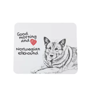 Norwegischer Elchhund, Grahund, Norwegian Elkhound - Mauspad mit Druck, personalisiertes Mauspad mit Hund, einzigartiges Gadget für Büroangestellte von Art-Dog.