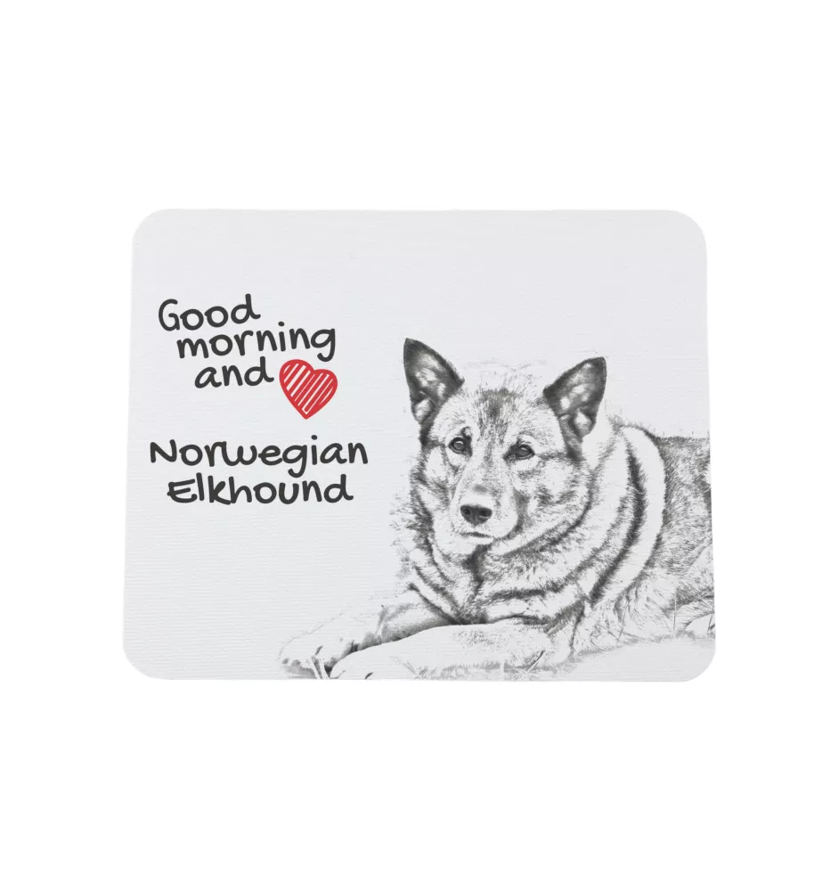 Norwegian Elkhound, Norsk elghund, Gray Norwegian Elkhound - mouse pad with print, personalized dog-themed mouse pad, unique gadget for an office worker by Art-Dog brand