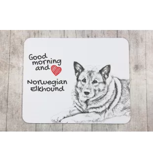 Norwegian Elkhound, Norsk elghund, Gray Norwegian Elkhound - mouse pad with print, personalized dog-themed mouse pad, unique gadget for an office worker by Art-Dog brand