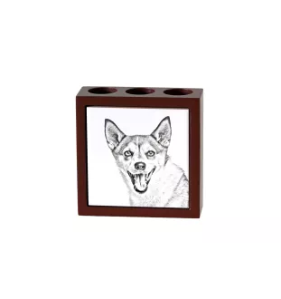 Chien norvégien de macareux, Lundehund - porte-stylo avec chien, organiseur de bureau avec impression, décoration de bureau personnalisée de la marque Art-Dog