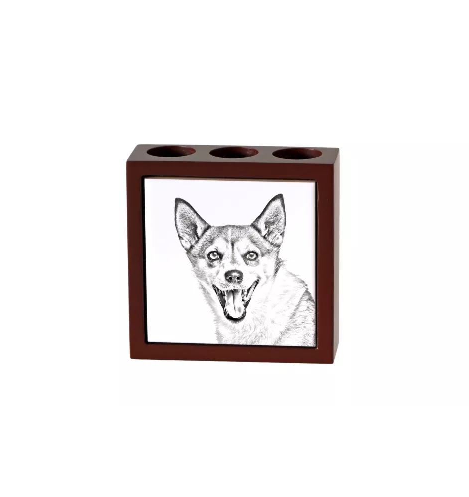 Norwegischer Lundehund, Norsk Lundehund - Stifthalter mit Hund, Schreibtischorganizer mit Aufdruck, personalisierte Schreibtischdekoration der Marke Art-Dog