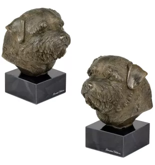Norfolk Terrier - Hundestatue, Büste auf Steinsockel, Skulptur, Trophäe für Hundeausstellung der Marke Art-Dog