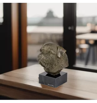 Norfolk Terrier - Hundestatue, Büste auf Steinsockel, Skulptur, Trophäe für Hundeausstellung der Marke Art-Dog