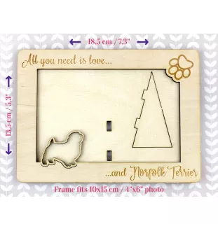 Norfolk Terrier - Cadre photo, cadre en bois gravé, un joli gadget pour l'amoureux des chiens par Art-Dog