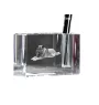 Norwegian Elkhound, Norsk elghund, Gray Norwegian Elkhound - Pen stand, crystal organiser with dog photo, unique desk decoration by Art-Dog brand