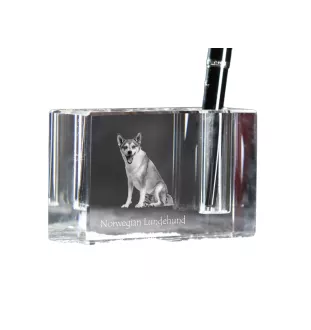 Chien norvégien de macareux, Lundehund - Porte-stylos, organiseur en cristal avec photo de chien, décoration de bureau unique par la marque Art-Dog