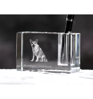 Norsk Lundehund penholder kryształowy z psem Art-Dog
