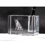 Norwegian Lundehund, Norsk Lundehund - Pen stand, crystal organiser with dog photo, unique desk decoration by Art-Dog brand