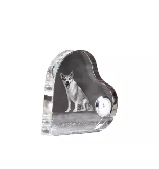 Norwegian Lundehund, Norsk Lundehund - crystal clock with a dog picture, heart-shaped shelf clock, personalized standing clock by Art-Dog brand