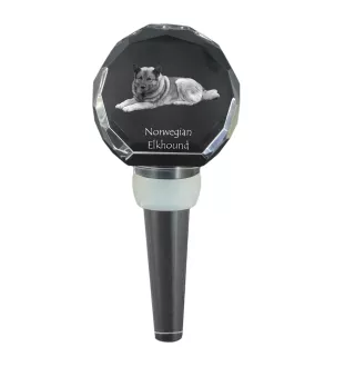 Chien d'élan norvégien - Bouchon de bouteille en cristal, bouchon de vin unique avec photo, cadeau personnalisé pour sommelier par la marque Art-Dog