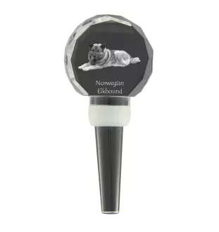 Norwegian Elkhound, Norsk elghund, Gray Norwegian Elkhound - Crystal bottle stopper, unique wine stopper with photo, personalised gift for sommelier by Art-Dog brand