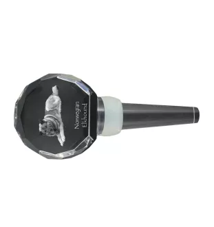 Norwegian Elkhound, Norsk elghund, Gray Norwegian Elkhound - Crystal bottle stopper, unique wine stopper with photo, personalised gift for sommelier by Art-Dog brand