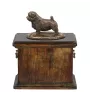 Norfolk Terrier eine Urne für die Asche des Hundes, eine Urne mit einer Statue, eine elegante Urne im klassischen Stil der Marke Art-Dog