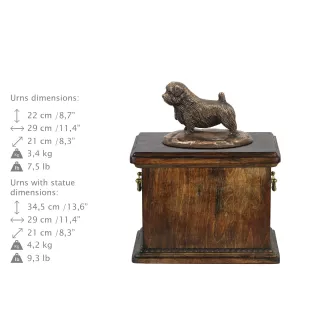 Norfolk Terrier eine Urne für die Asche des Hundes, eine Urne mit einer Statue, eine elegante Urne im klassischen Stil der Marke Art-Dog