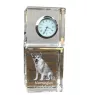 Norwegian Lundehund, Norsk Lundehund - crystal clock with a photo, a photo of a dog in crystal, personalized desk clock by Art-Dog brand