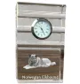 Chien d'élan norvégien - une horloge en verre avec une photo, une photo de chien dans un cristal, une horloge de bureau personnalisée de la marque Art-Dog