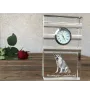 Chien norvégien de macareux, Lundehund - une horloge en verre avec une photo, une photo de chien dans un cristal, une horloge de bureau personnalisée de la marque Art-Dog