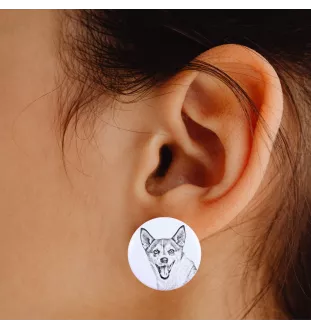 Chien norvégien de macareux, Lundehund - boucles d'oreilles uniques avec un chien, votre animal de compagnie sur un porte-clés, marque propre Art-Dog