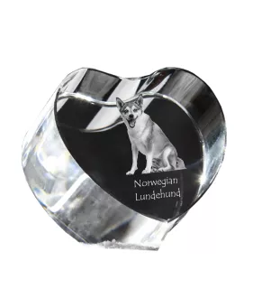 Norsk Lundehund serce kryształowe z psem Art-Dog