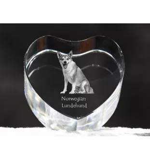 Norwegian Lundehund, Norsk Lundehund - a photo of a dog in crystal, crystal heart, unique photo frame from the Art-Dog brand