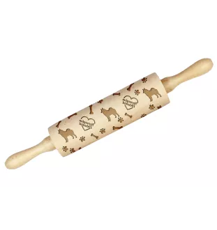 Norwegian Elkhound, Norsk elghund, Gray Norwegian Elkhound - rolling pin with a dog, decorating cookies with a rolling pin in patterns, a gift for the ceramicist of the Art-Dog brand