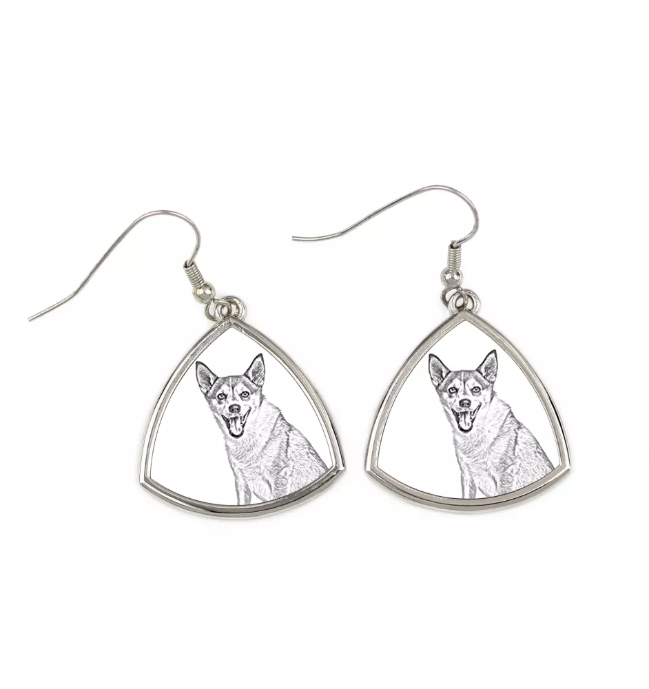 Norwegian Lundehund, Norsk Lundehund - dog earrings, hanging earrings with a picture, personalized jewelry with Art-Dog brand print