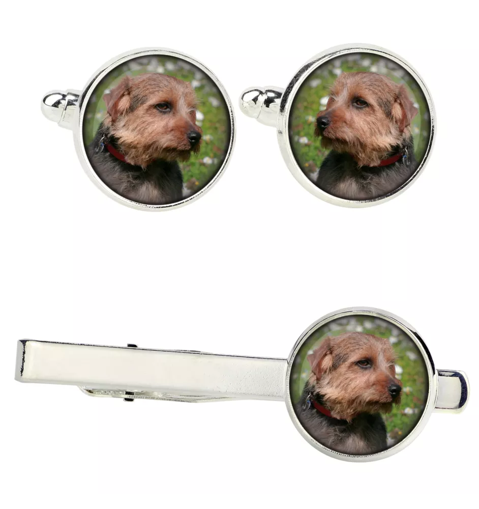 Norfolk Terrier Ärmelknöpfe und Krawatte mit Ihrem Foto, Anzugaccessoire, Herrenschmuck der Marke Art-Dog