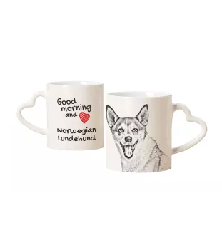 Norwegischer Lundehund, Norsk Lundehund - Tasse mit Hund, entzückende Tasse mit herzförmigem Henkel, universelles Geschenk der Marke Art-Dog