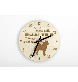 Norwegian Elkhound, Norsk elghund, Gray Norwegian Elkhound - clock with a dog, wooden clock, wall clock for dog lovers, clock for desk and shelf, Art-Dog