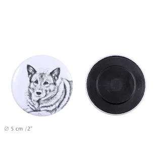 Norwegischer Elchhund, Grahund, Norwegian Elkhound Magnet mit einem Hundepfotenabdruck, außergewöhnlich leicht, starker Magnet, handgefertigtes Produkt der Marke Art-Dog