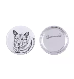 Norwegian Elkhound, Norsk elghund, Gray Norwegian Elkhound - pin with your dog, add your own photo, Art-Dog brand