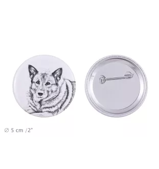 Norwegian Elkhound, Norsk elghund, Gray Norwegian Elkhound - pin with your dog, add your own photo, Art-Dog brand